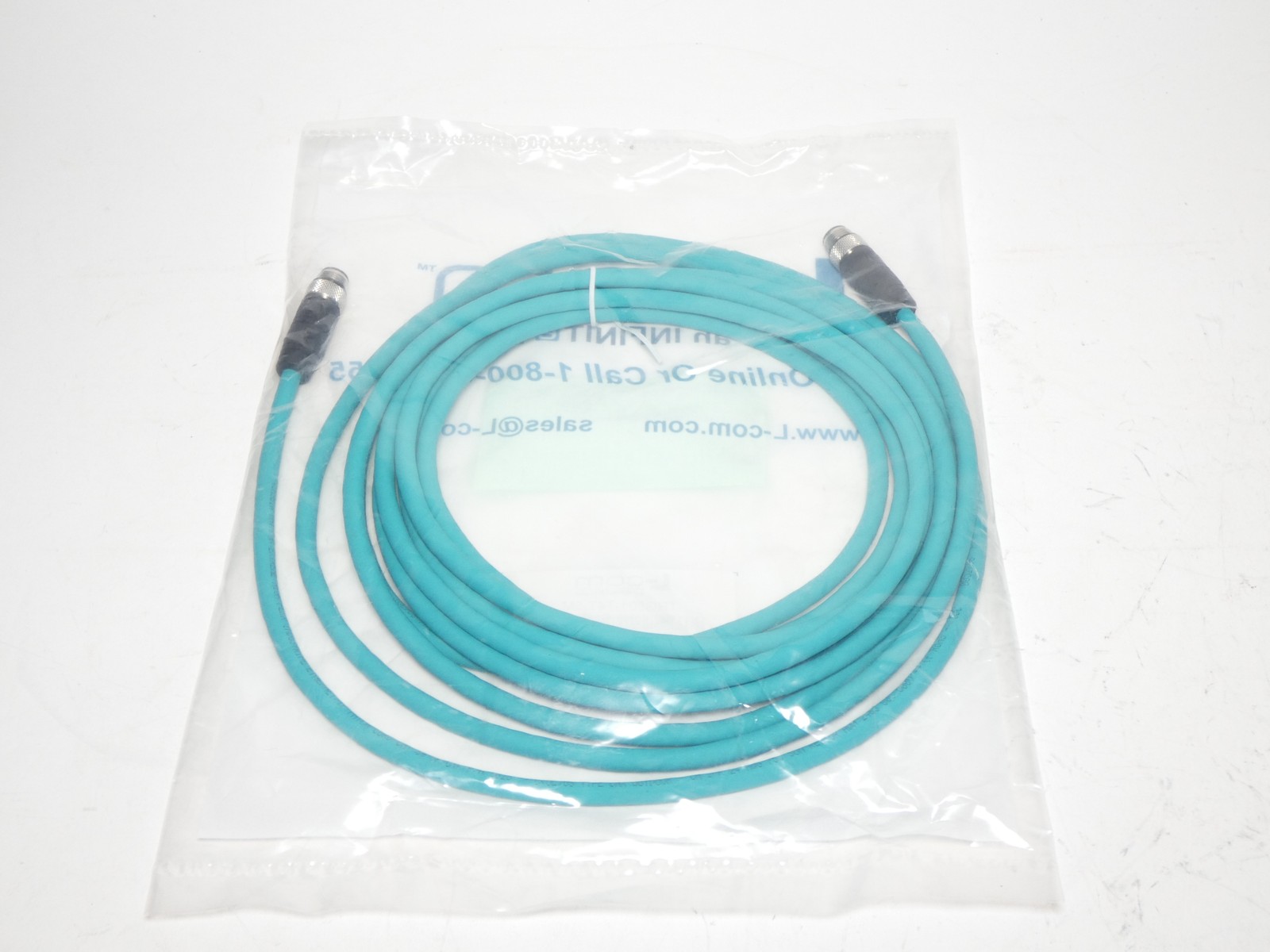 L-Com TRG501-T4T-5M Cat5e M12 Ethernet Patch Cable 5M – NEW Surplus!
