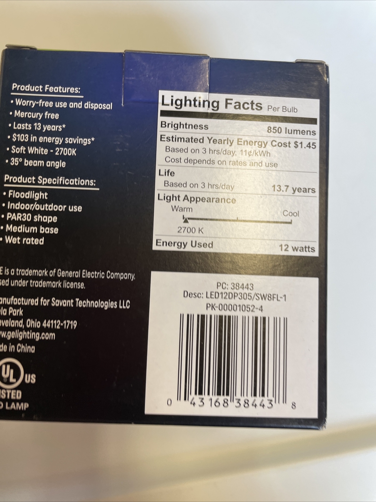 LED Flood/Security Bulb, Par30, Soft White, Short Neck, 1000 Lumens, 12-Watt