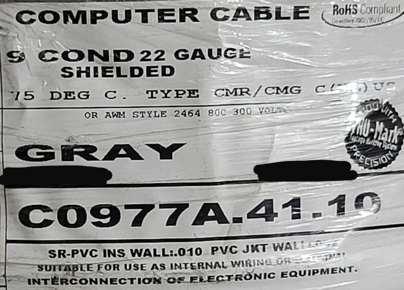Carol C0977A 22/9C Multi Shielded Computer/Instrumentation Cable Gray /50ft