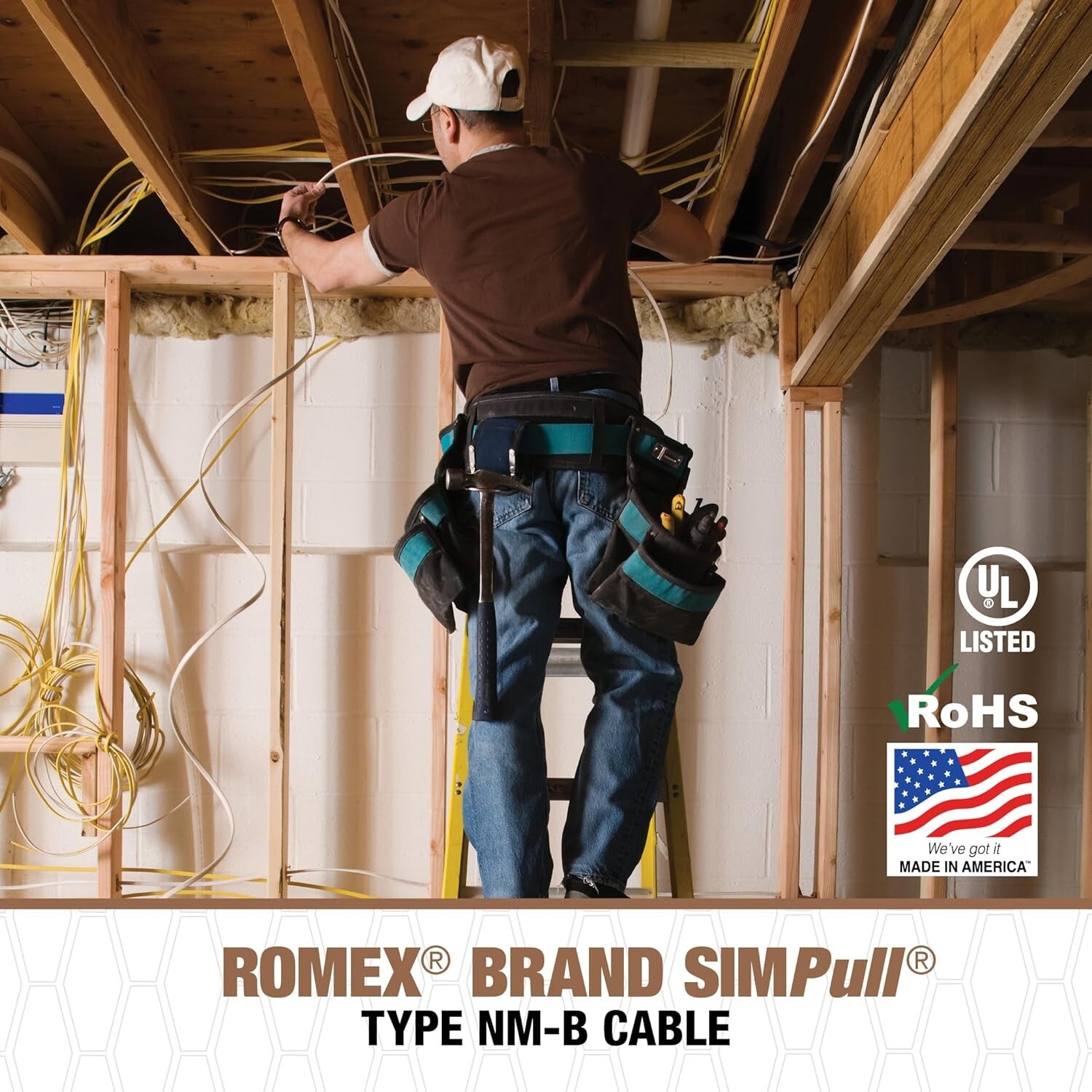 Romex Brand Simpull Solid Indoor 12/2 W/G NMB Cable 50ft coil – SW# 28828222