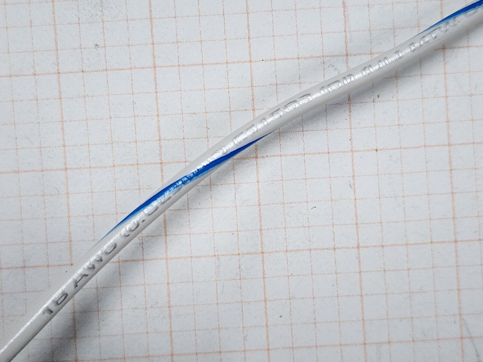 Southwire #18awg Stranded Bare Copper UL-1015 Lead Wire White w/ Blue /100ft
