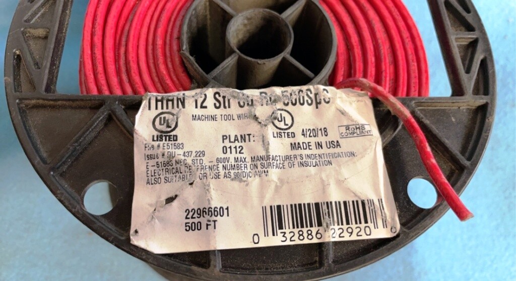 SOUTHWIRE, 22966601, 12 AWG, STRANDED CORE, 19 STRAND BUILDING WIRE, RED, 400′