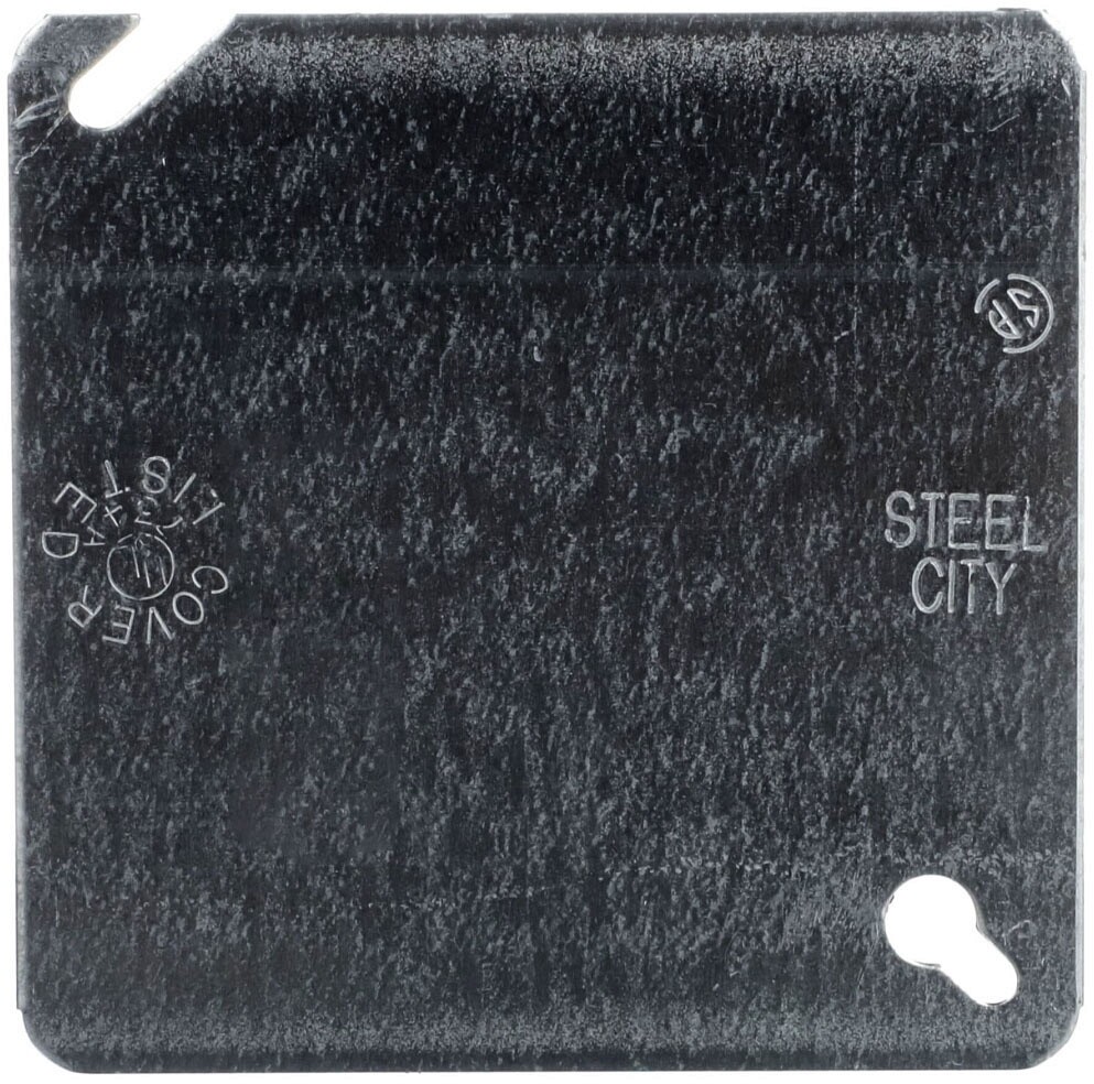 Steel City 52-C-1, 4″, Steel, Blank, Electrical Square Outlet Box Cover, 1 pc