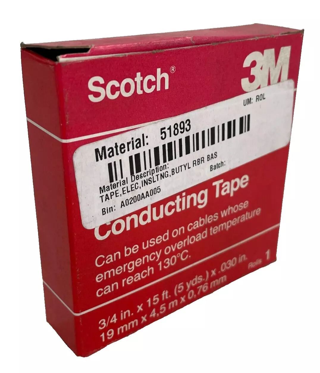 3M Scotch 13 Electrical Semi-Conducting Tape 3/4″ x 15′ x 0.030
