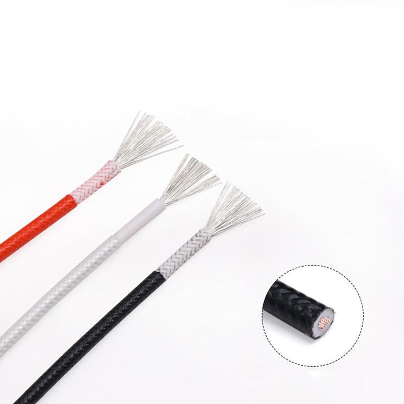 Silicone Rubber High Temp 250℃ Cable Fiberglass+Resin Braided Tinned Copper Wire