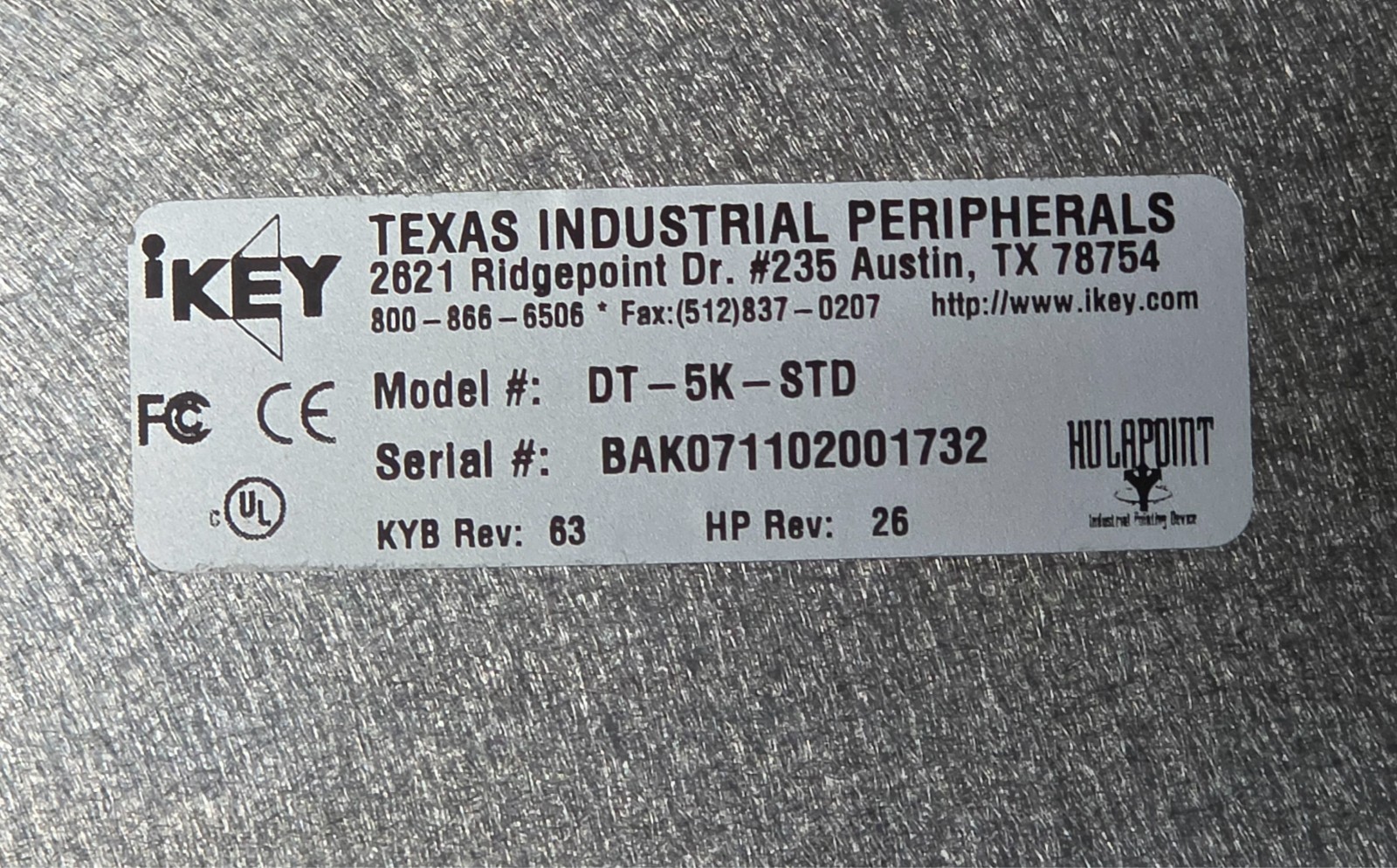 Texas Instruments DT-5K-STD iKey Industrial Keyboard