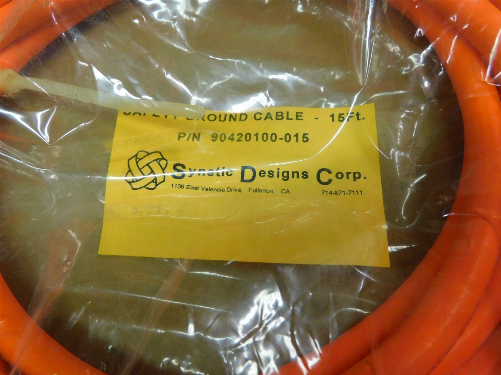 Synthetic Design Corp Safety Ground Cable 90420100-015 NEW 15 ft
