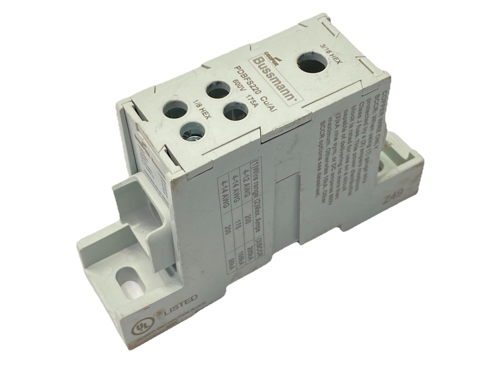 Cooper Bussmann PDBFS220 Power Distribution Block 175A 600V