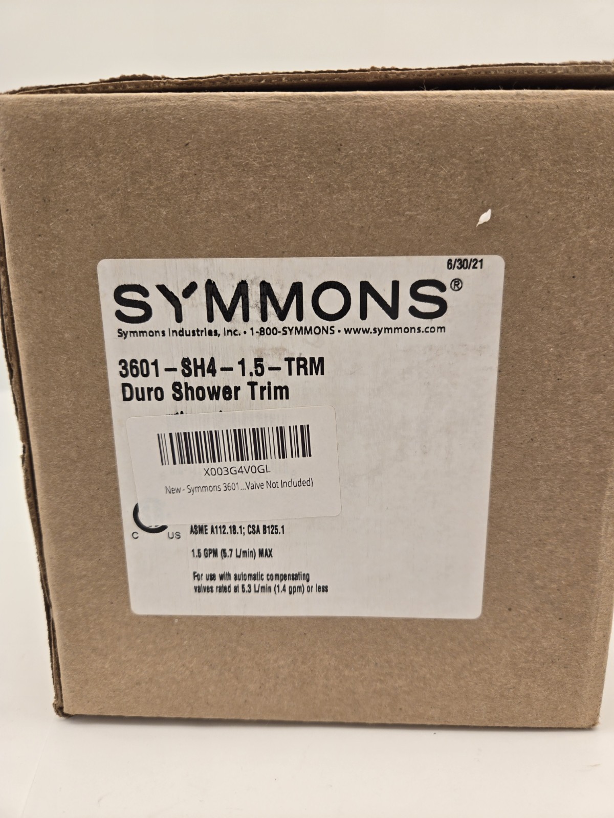 Symmons 3601-SH4-1.5-TRM Duro Wall Mount Shower System, Polished Chrome