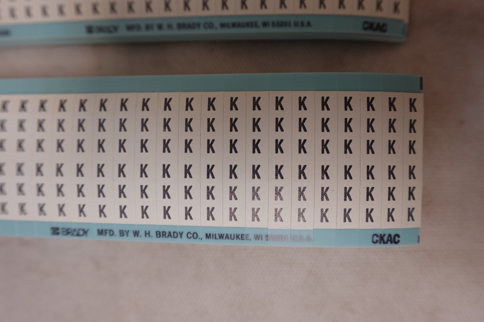 BRADY PORTA-PACK WIRE MARKER WM-K “K” ~ 44-33 / 44-20 REFILL CARDS PACK OF 31