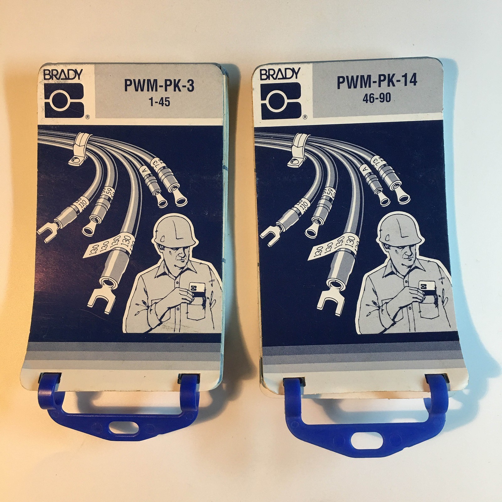 2 NOS Brady Electrical Wire Label Numbers PWM-PK-3 1-45 & PWM-PK-14 46-90