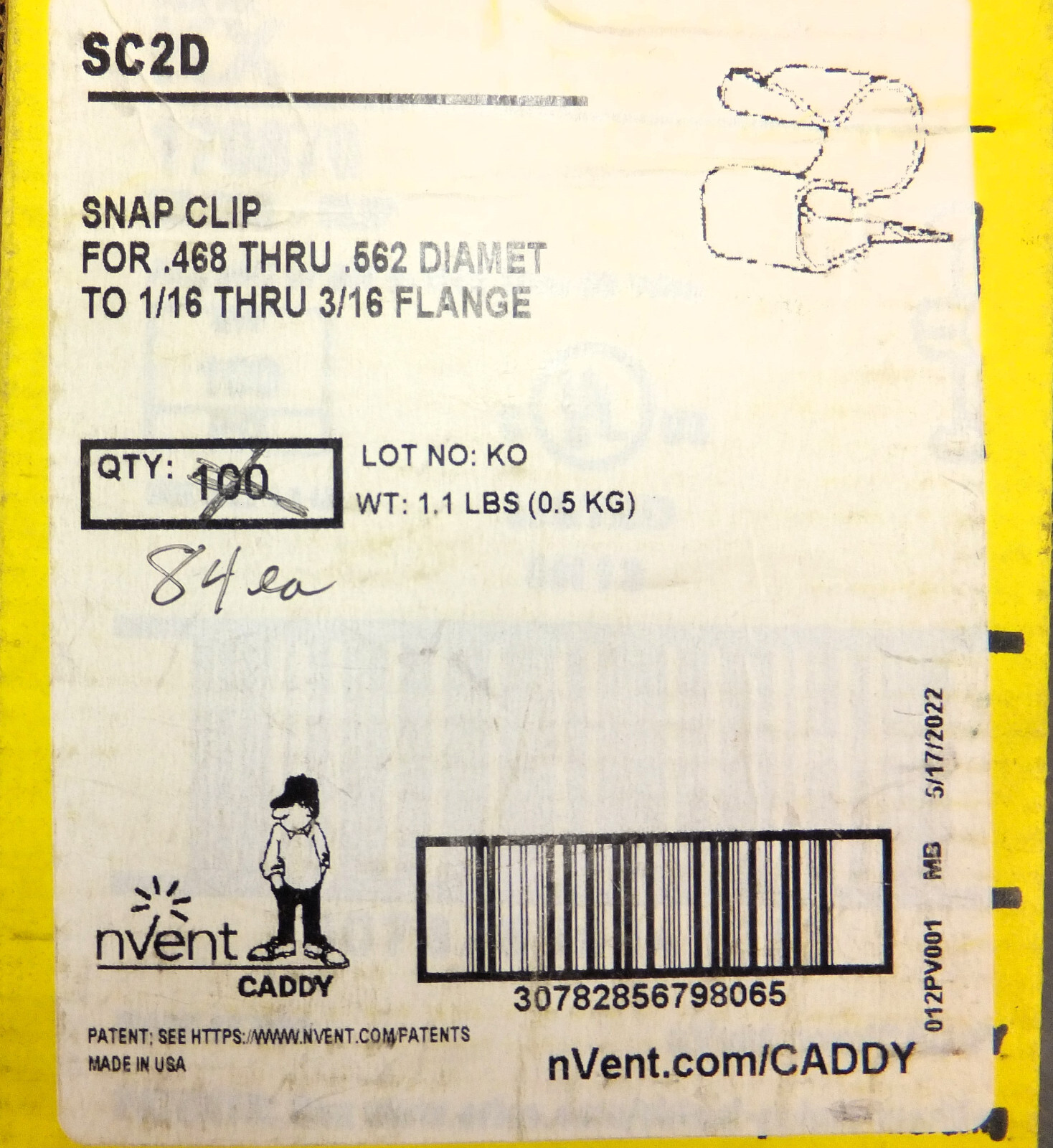 Caddy SC2D Snap Clips , CHOOSE QUANTITY