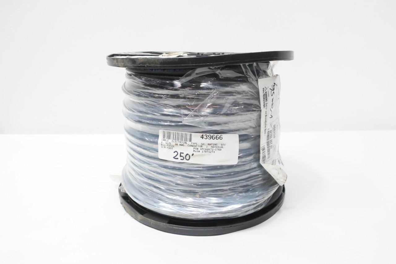 Carol Cable 02765.35T.01 Carolprene 16/3 Soow Black Wire 250ft
