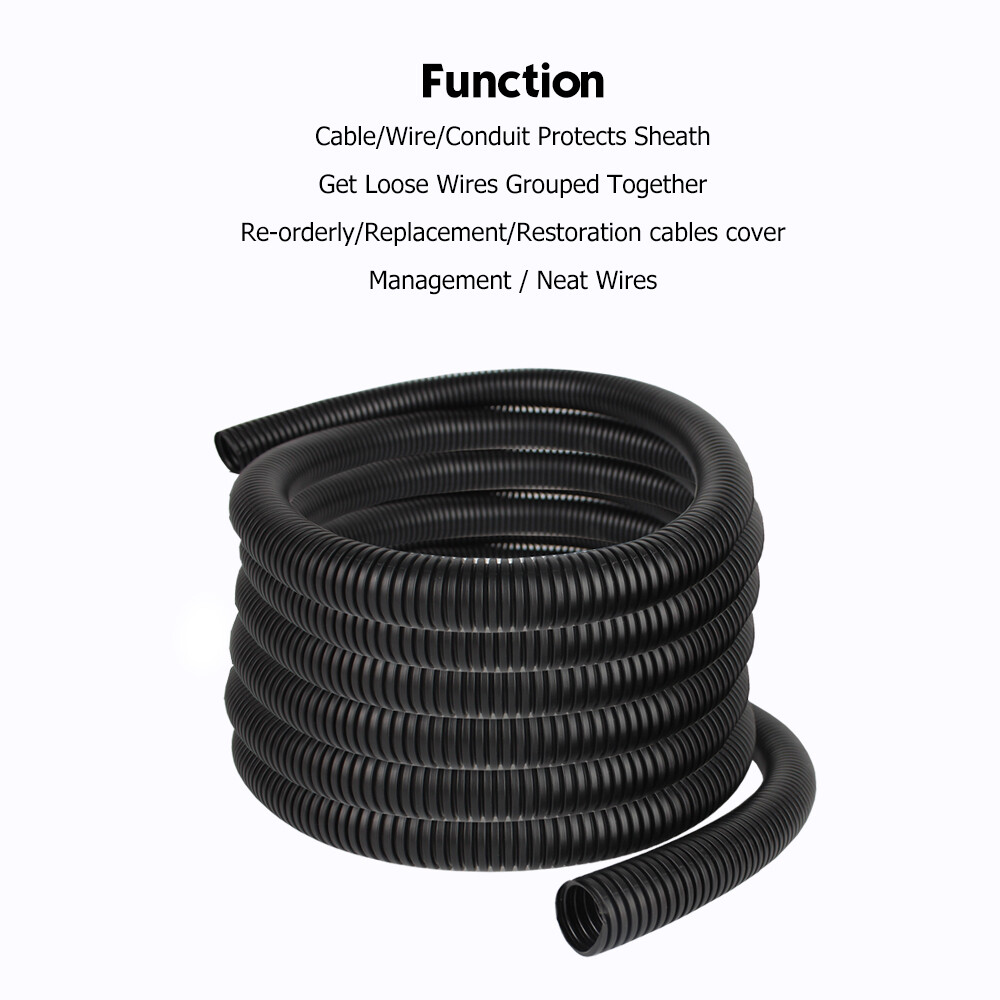 Corrugated Conduit Cable Sleeve Split Wiring Loom Insulation Flex Tubes Wrap Lot