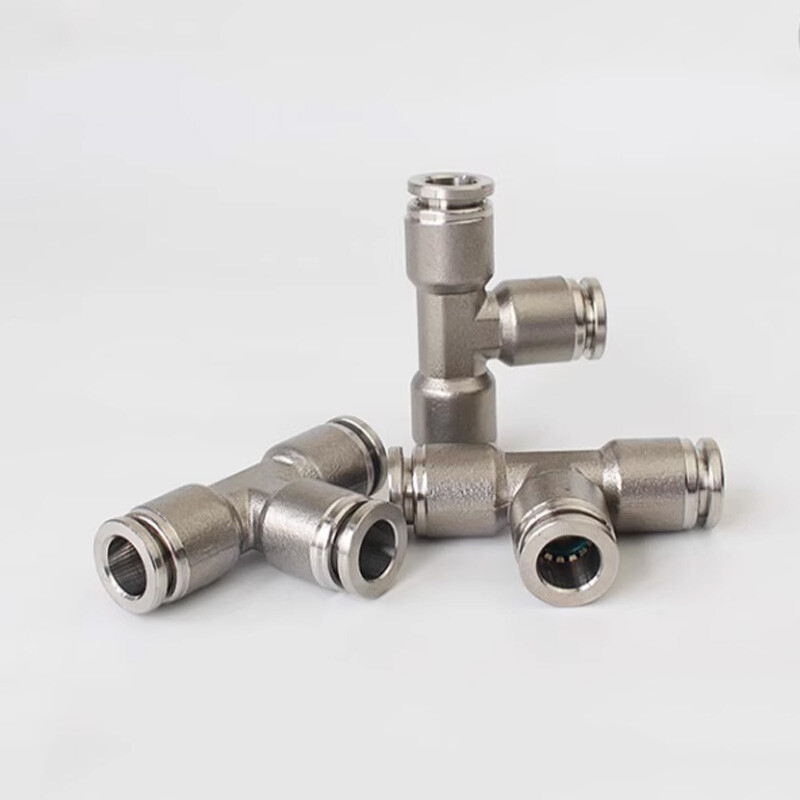 4/6/8/10/12/14/16mm Tube Tee Pneumatic Air Hose Coupler Fitting Quick Connectors