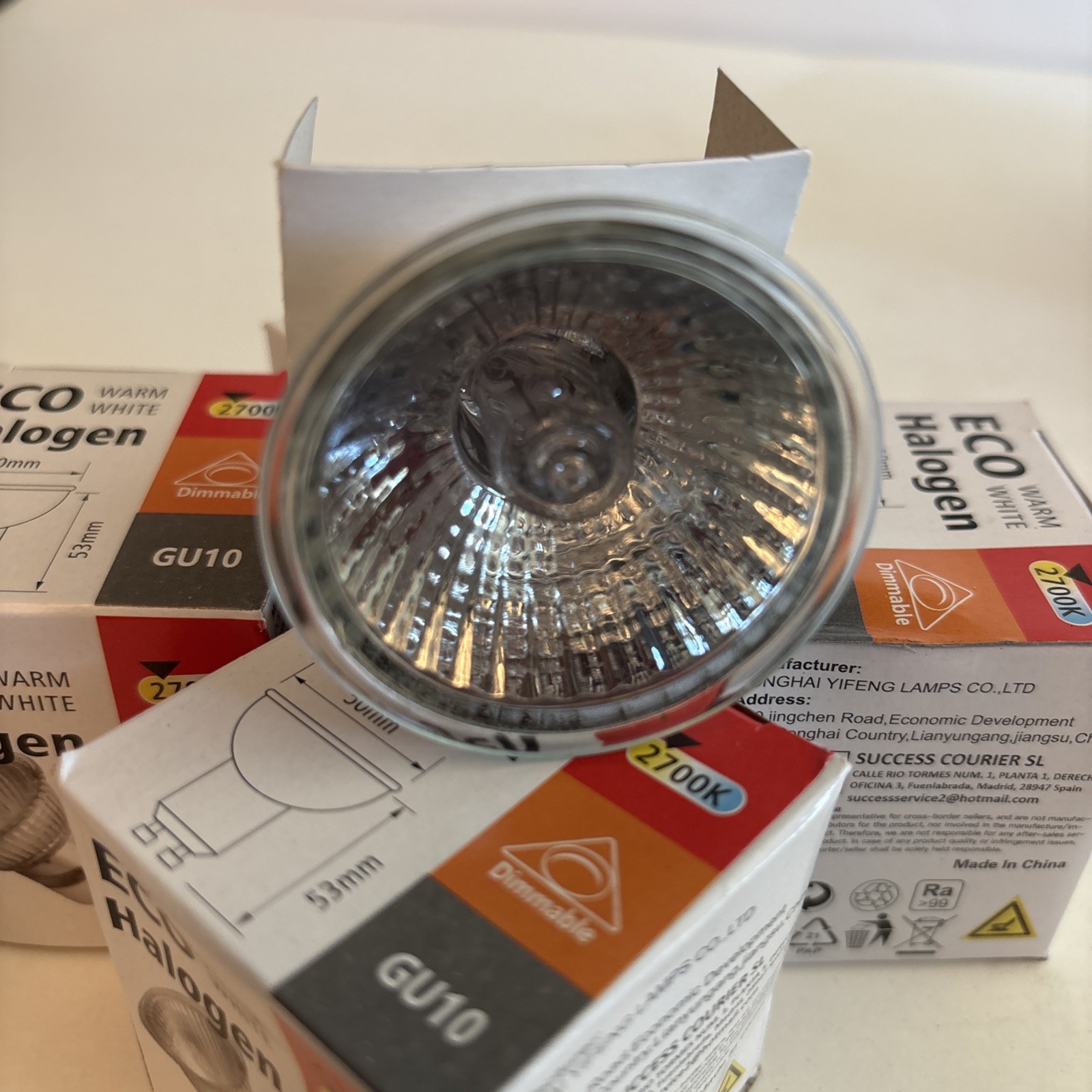 Eco Halogen GU10 Dimmable Spot Light Bulb 2700K Lamp Lot Of 5 Bulbs OPEN BOX