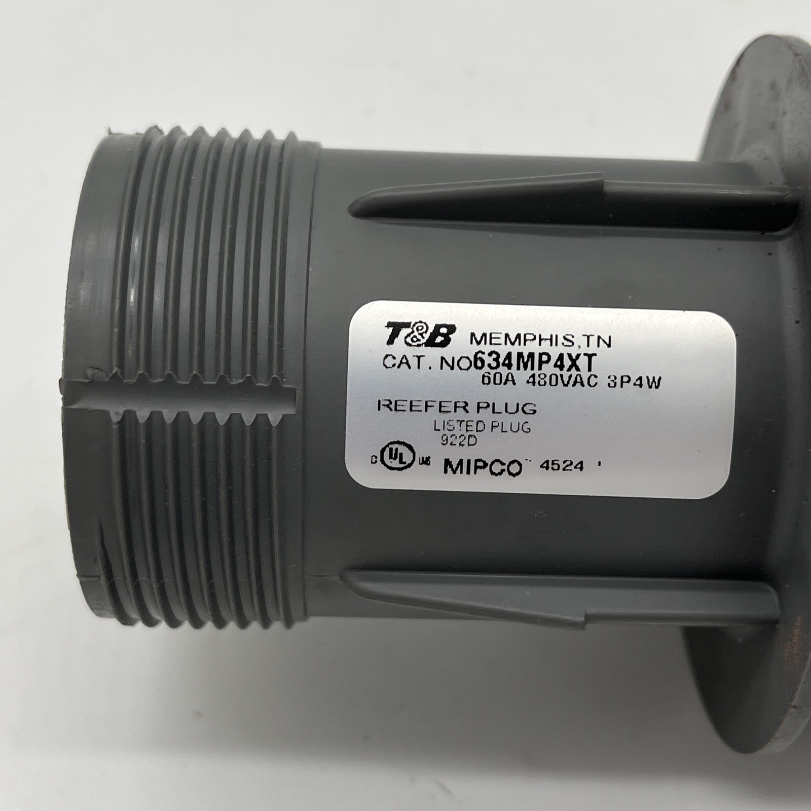 ABB THOMAS & BETTS 634MP4XT Reefer Plug 60A 480VAC 3/4 I.D. Cable Bushing