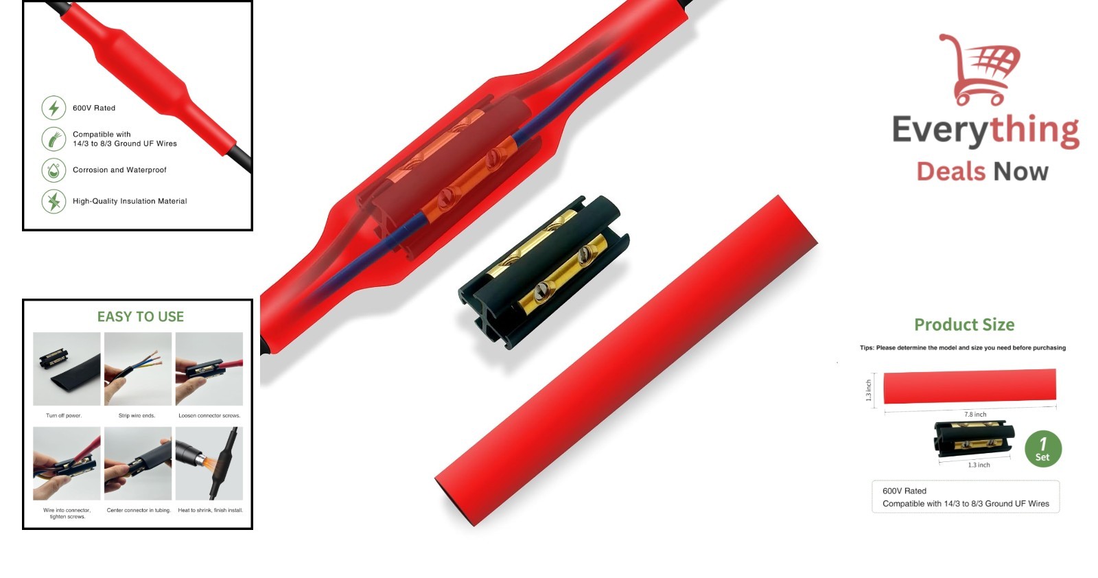 Underground Wire Splice Kit Direct Burial Waterproof UF Cable Connector 14/3-8/3