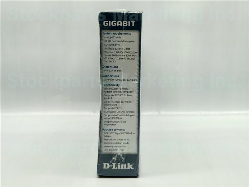 D-Link DGE-528T DGE528T VER.: C1 Gigabit PCI Desktop Adapter NEW NIB