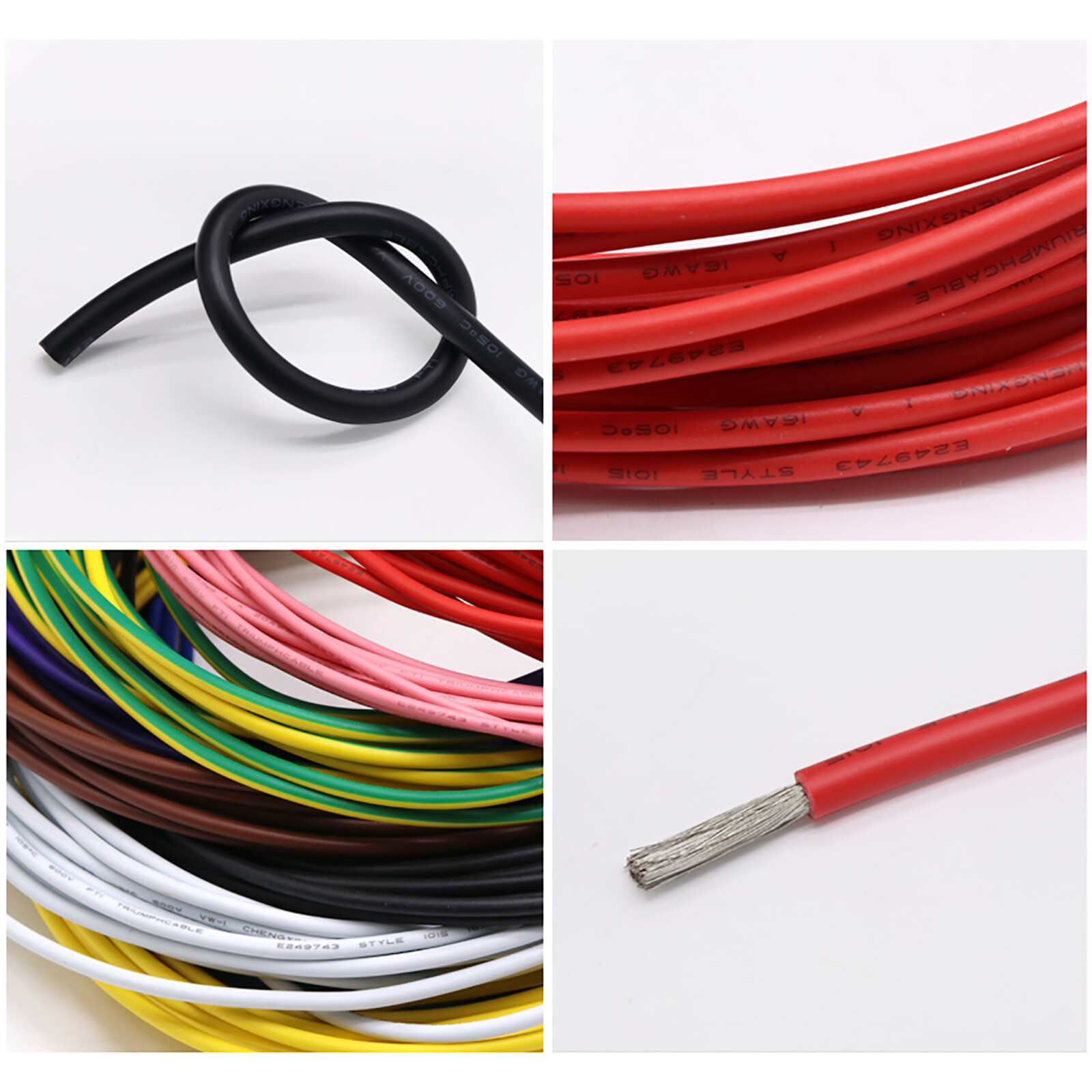16AWG PVC Electronic Cable Tinned Copper Stranded Wiring 600V High TEMP 105℃