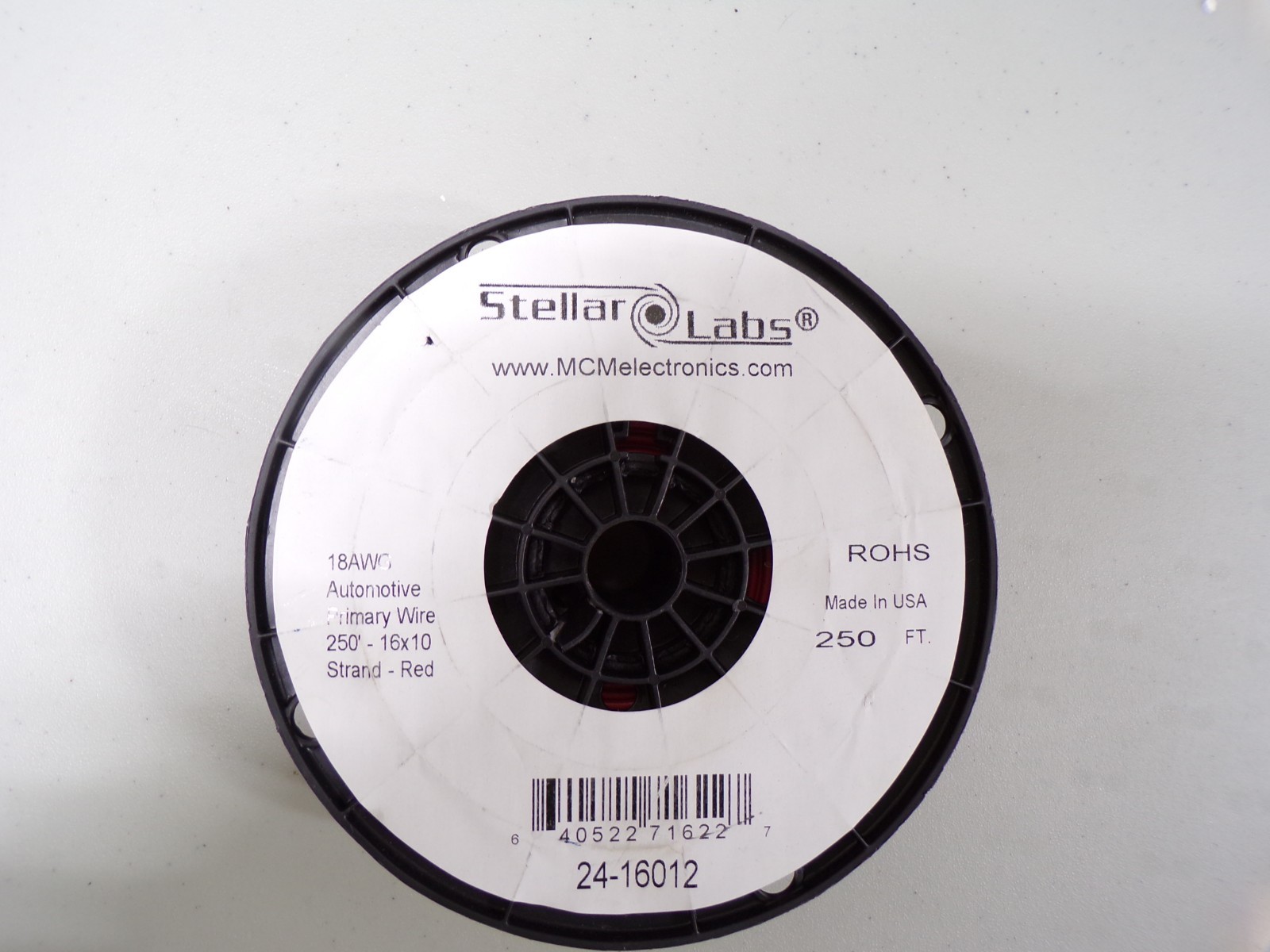 24-15992 – Wire, PVC, Red, 18 AWG, 250 ft, 76.2 m(TS)