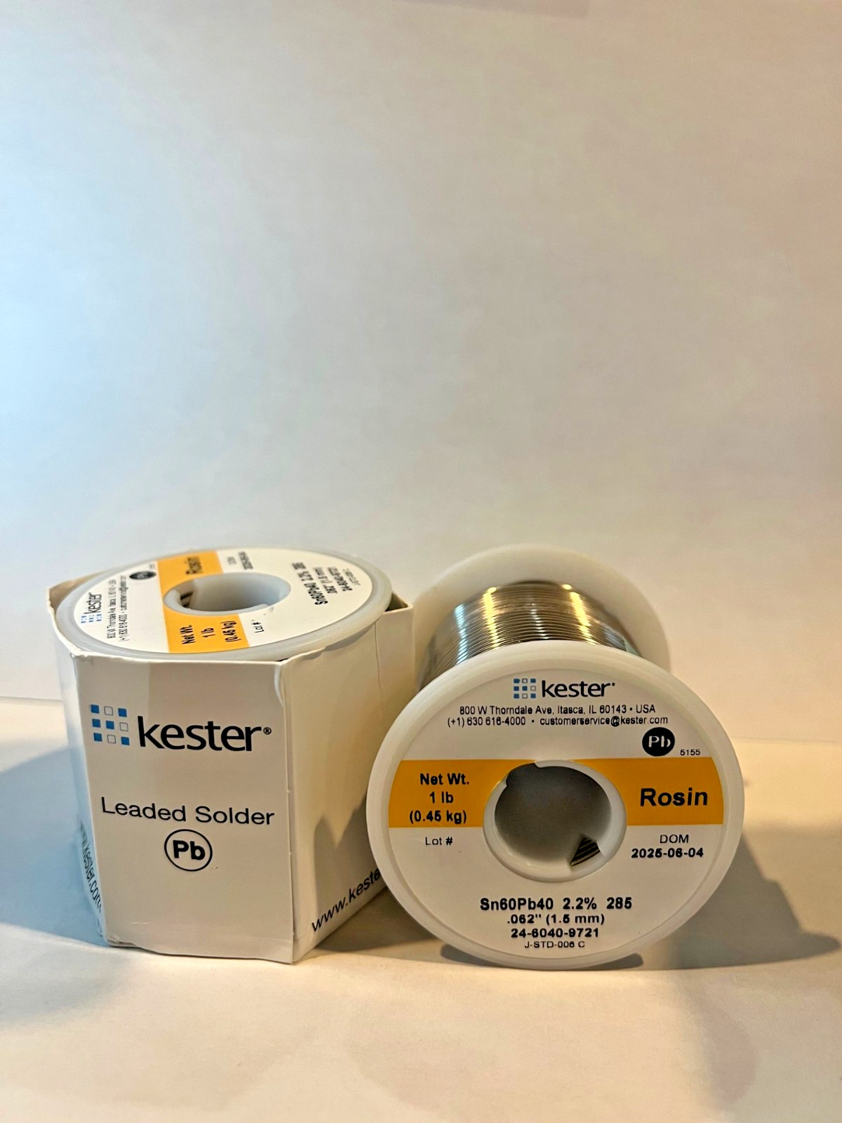 Kester 24-6040-9721, 0.062″ Solder Wire 60/40 SnPb RMA 285 Flux, 1lb Spool, USA