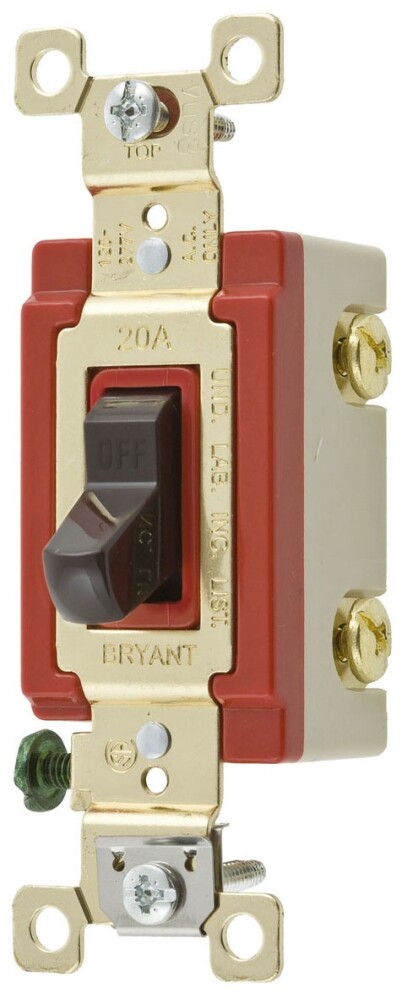 Bryant Electric 4901, 120 to 277 VAC, 20 A, Brown, AC Toggle Switch, 1 pc