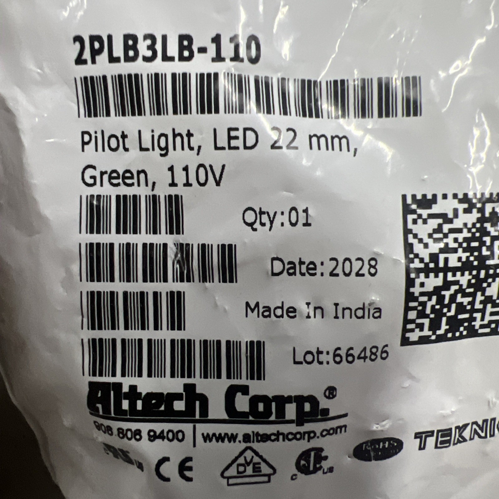 ALTECH CORP 2PLB3LB-110 / 2PLB3LB110 (NEW IN PACKAGE)
