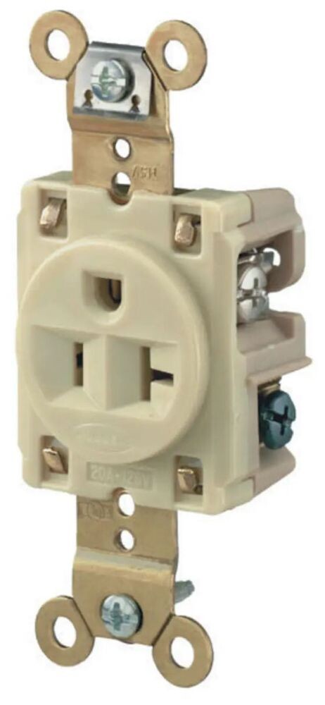 Hubbell HBL5361I, 125 VAC, 20 A, 5-20R, Ivory, Straight Blade Receptacle, 1 pc