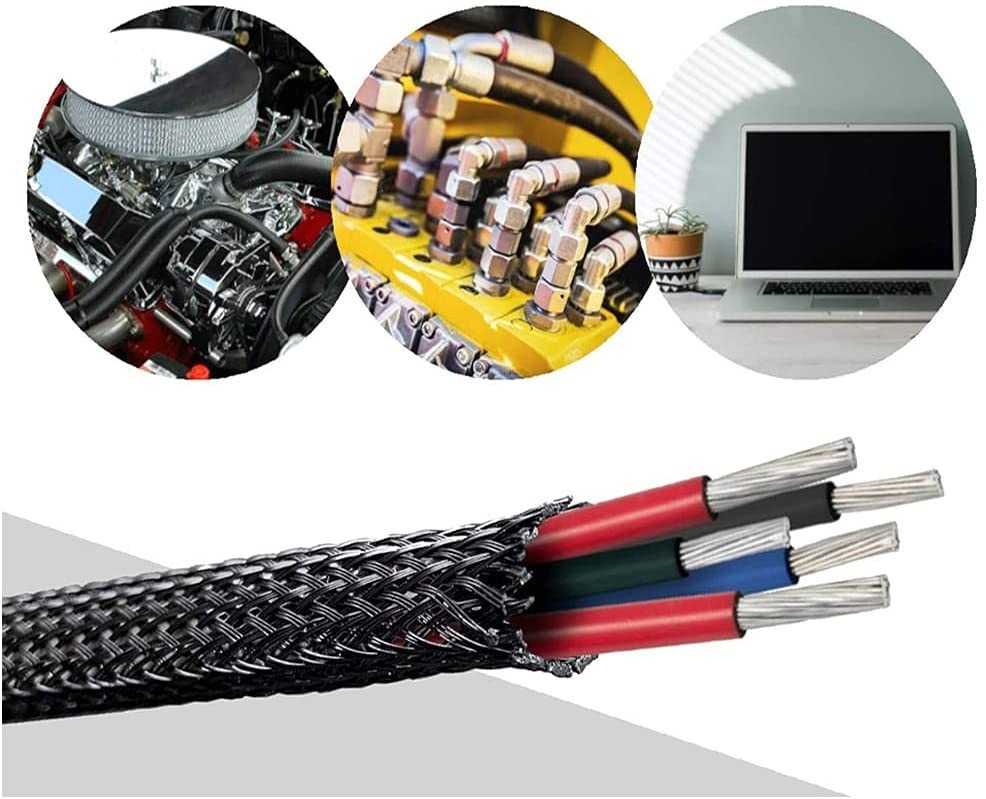 100 FT 1/2″ Black Expandable Wire Cable Sleeving Sheathing Braided Loom Tubing
