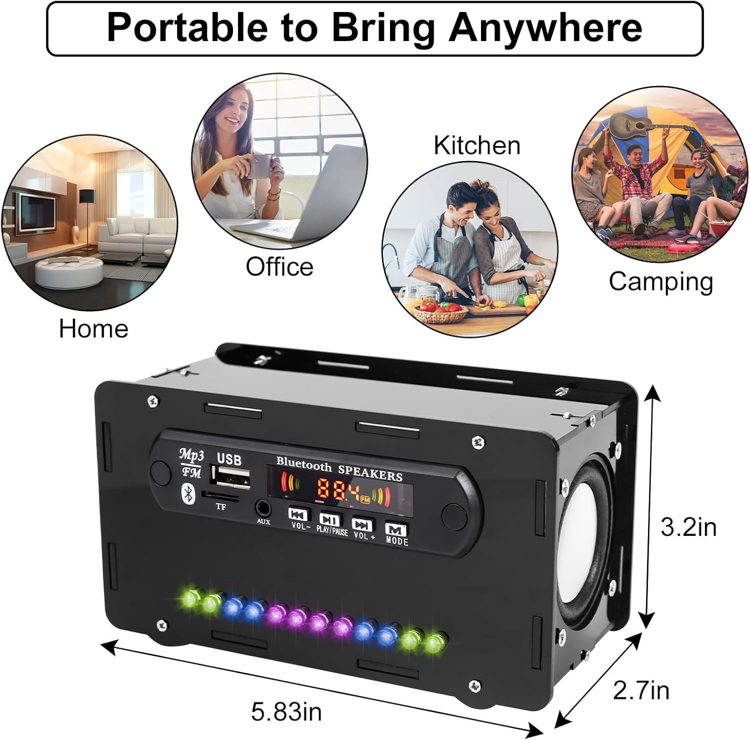 DIY Bluetooth-Compatible Speaker Kit, DIY FM Radio Soldering Practice Kit USB Ho