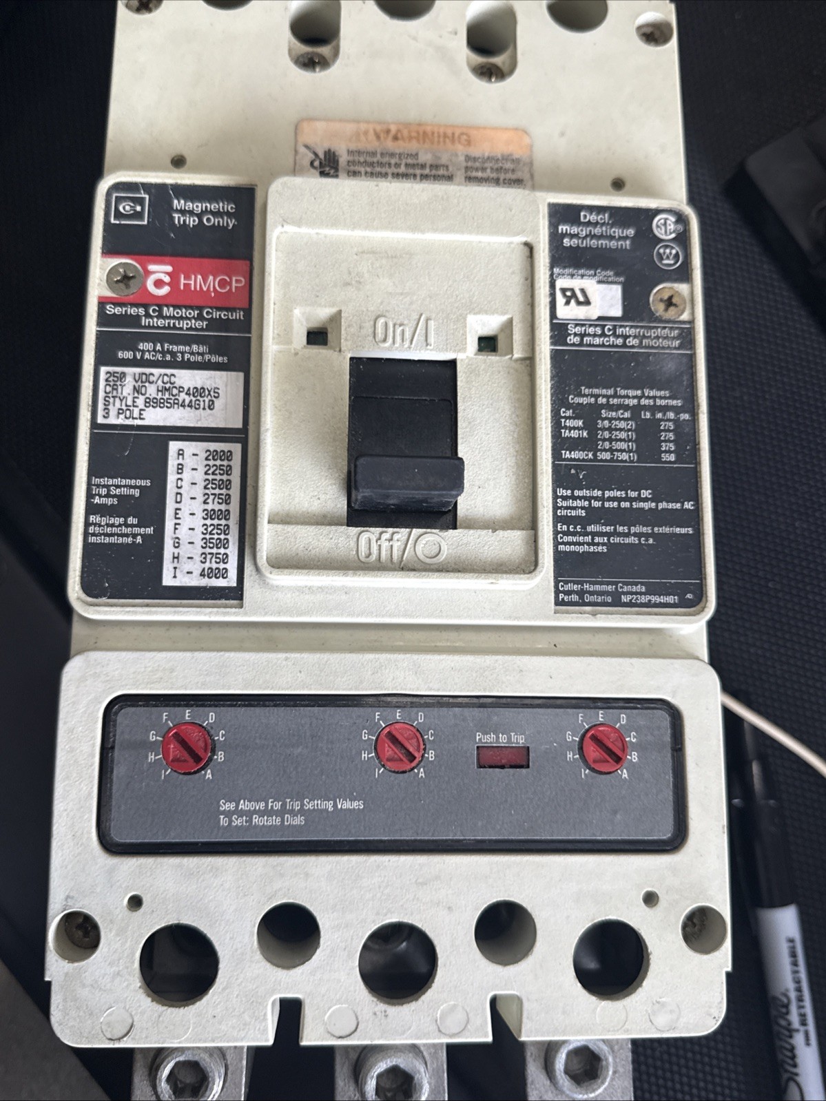 Cutler-Hammer HMCP400X5 Circuit Breaker