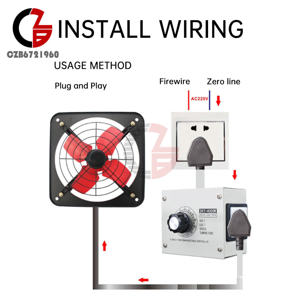 110V 4000W Adjustable Voltage Regulator Dimming SCR Temperature Speed Controller