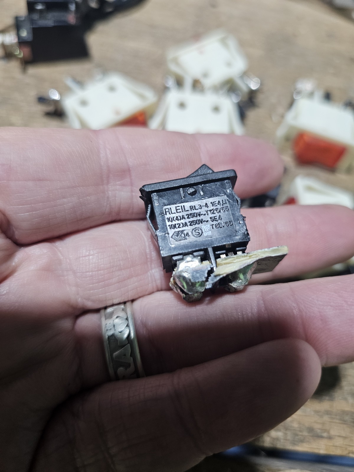 Various Switches Pulled From Different Electronic Products All Used Need Cleaned