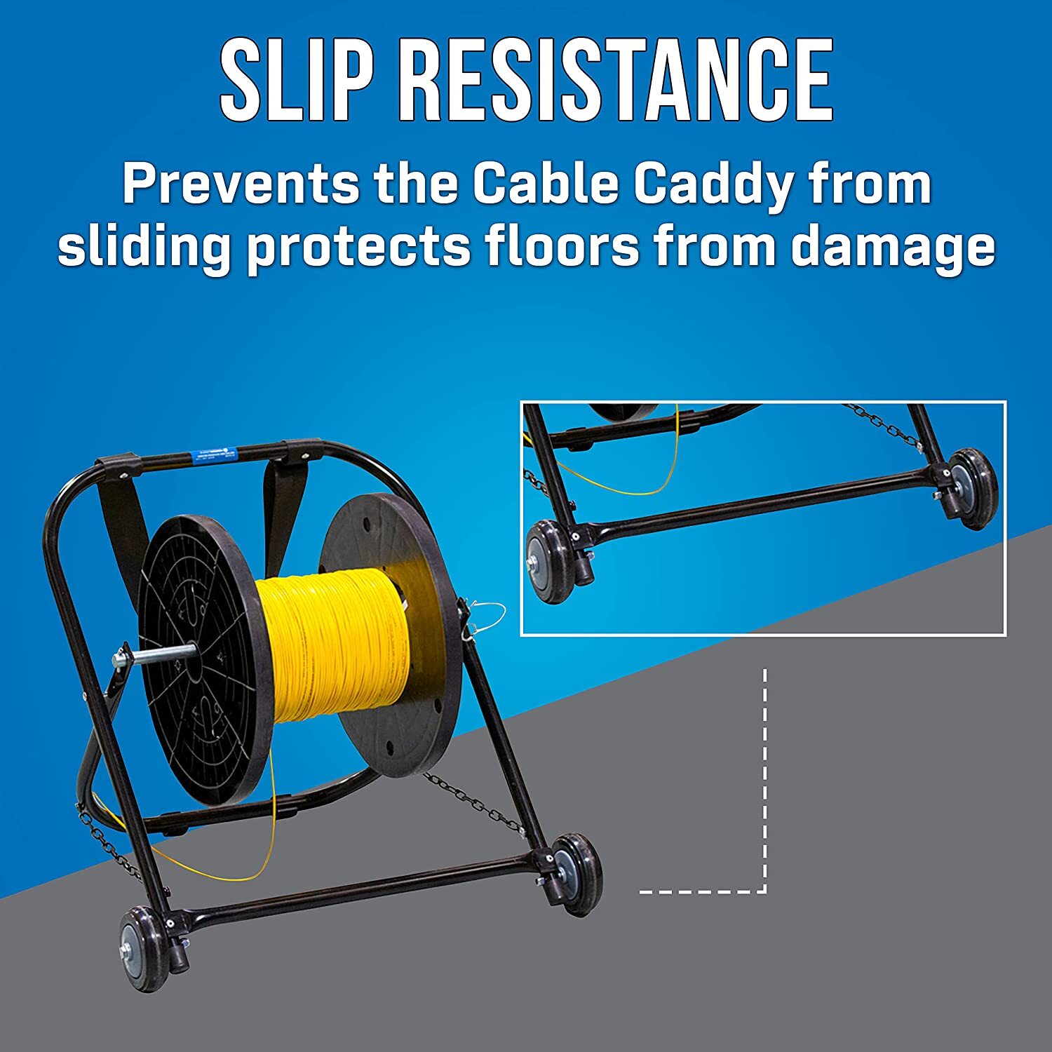 Electric Cable Caddy w Wheel for Coax Wire Spool Reel Dispenser Holder Traveling