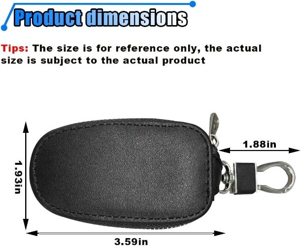 Leather Key Case with Metal Hook, Key Fob Protector Cover for Rem Color: Black