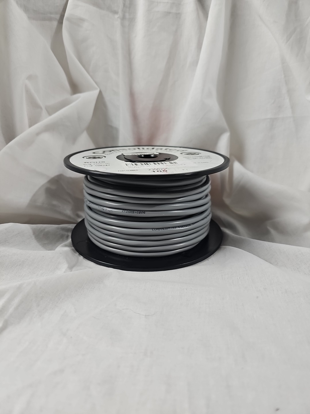 22 AWG Stranded 5 Wire – 50 Feet Chrome Gray PVC. USED Partial Spool.