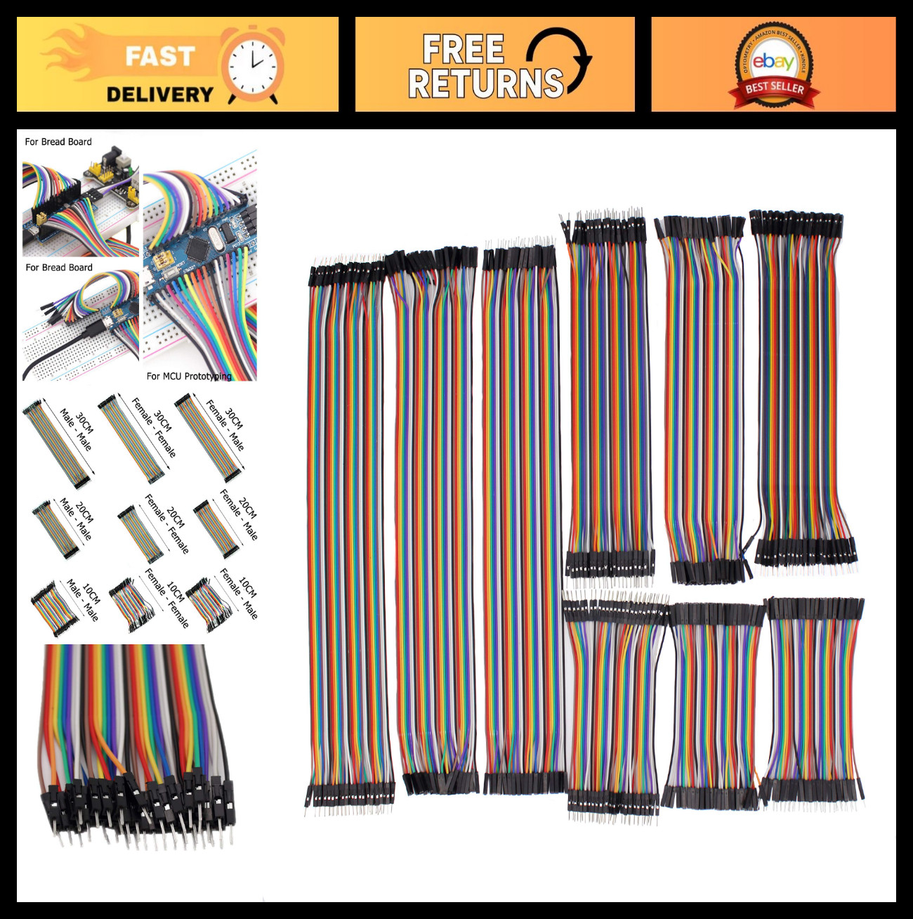 360-Pc Multicolor Jumper Wires Kit – 30/20/10cm Dupont Cables for Arduino, Raspb
