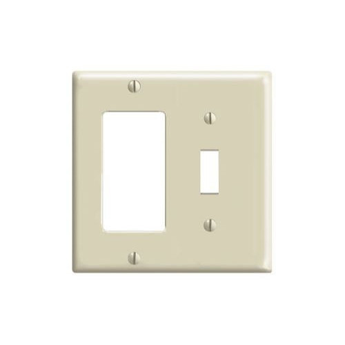 Leviton 80405-I, Ivory, 2-Gang, Decora/Toggle Switch, Combination Wallplate, 1pc