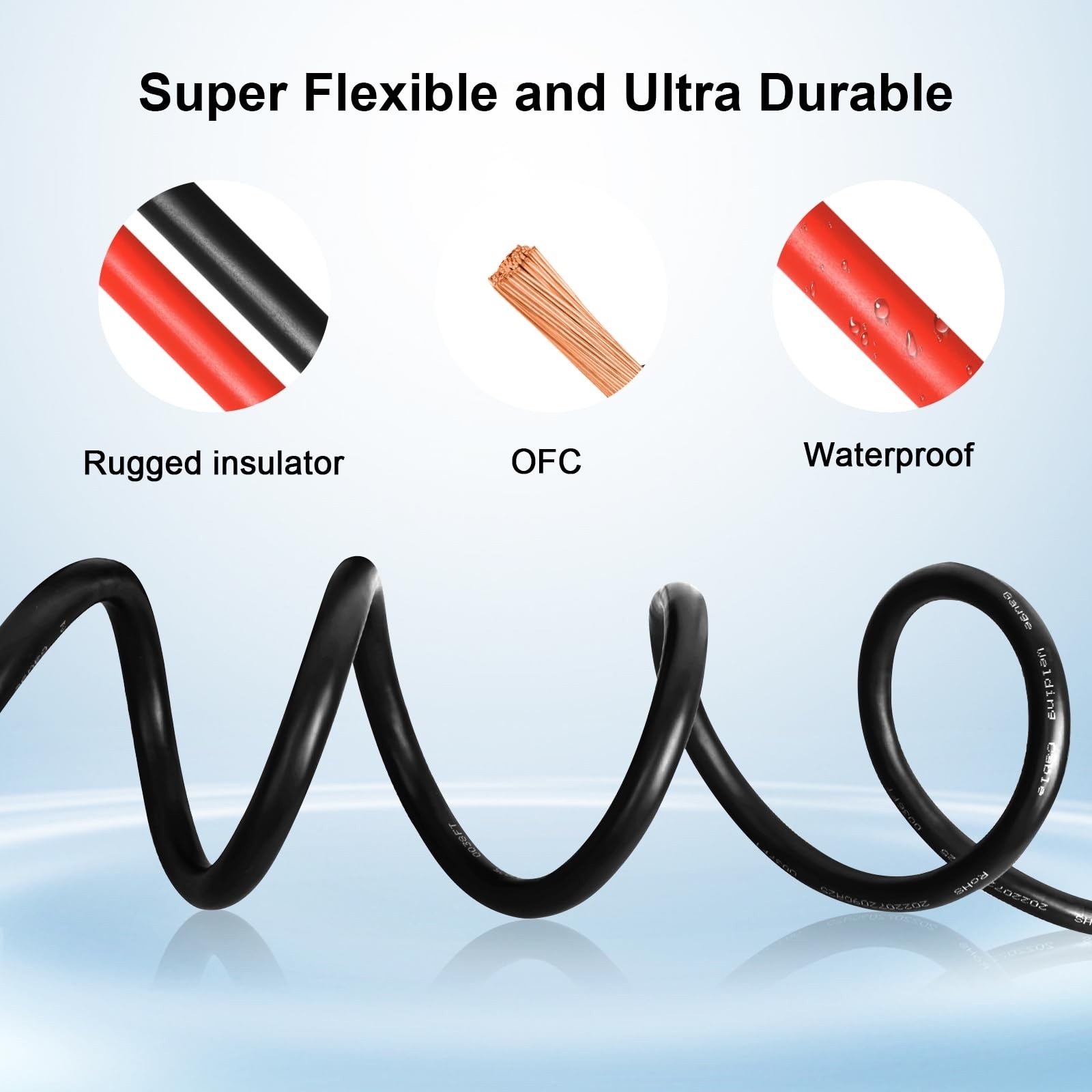 8 Gauge Pure Copper Wire,30FT OFC Copper Wires,8AWG Battery Cable Red & Black…
