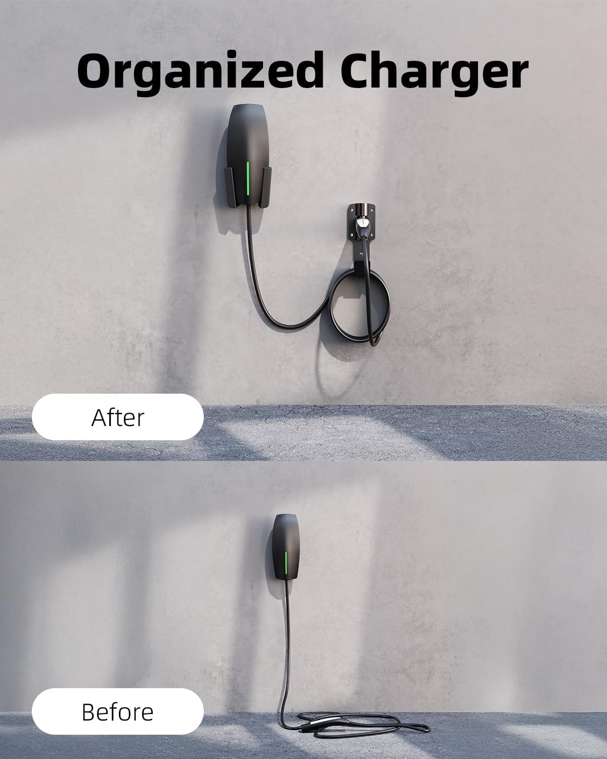 For Tesla Charger Holder, with 180° Rotation Nozzle Dock, Metal J-Hook for Tesla