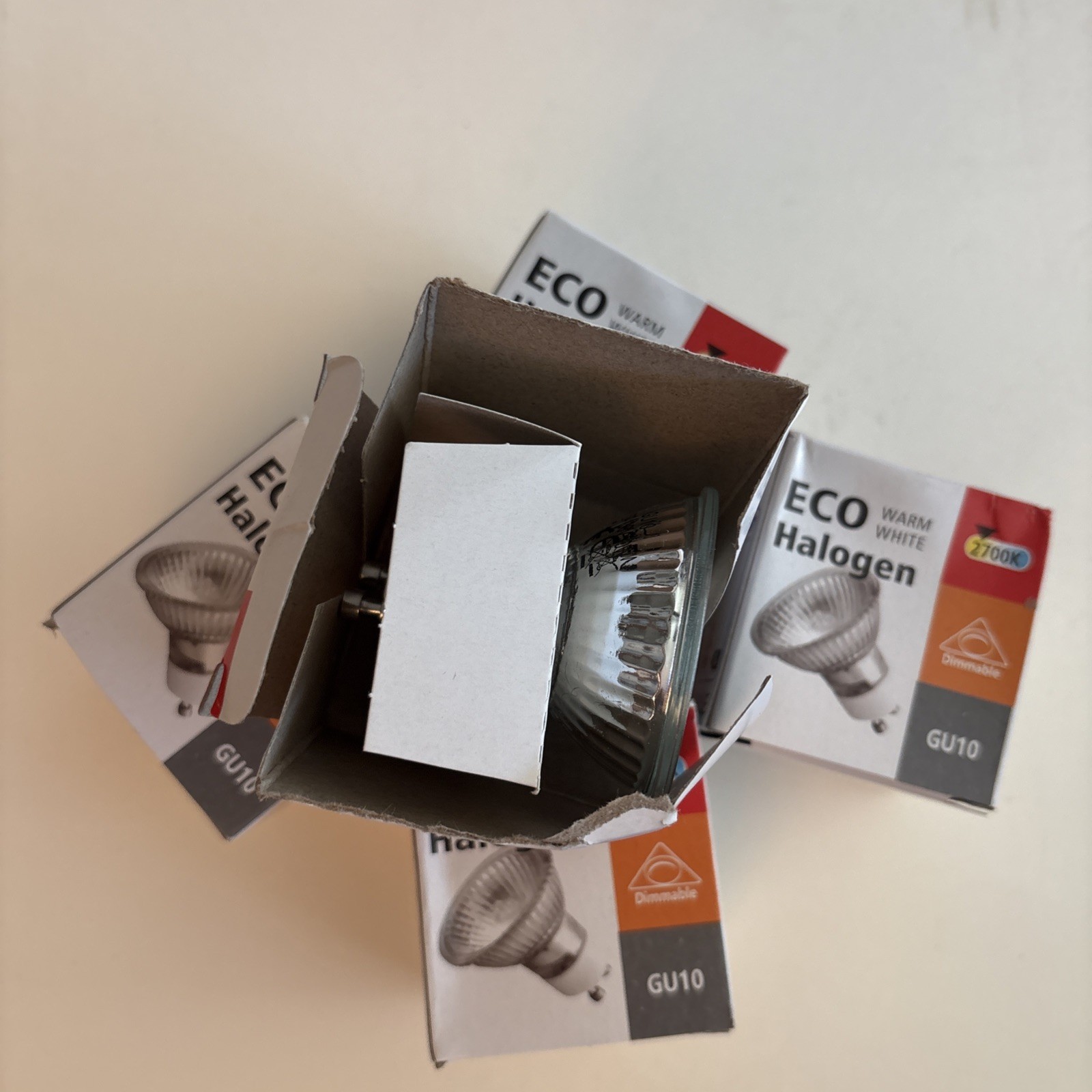 Eco Halogen GU10 Dimmable Spot Light Bulb 2700K Lamp Lot Of 5 Bulbs OPEN BOX