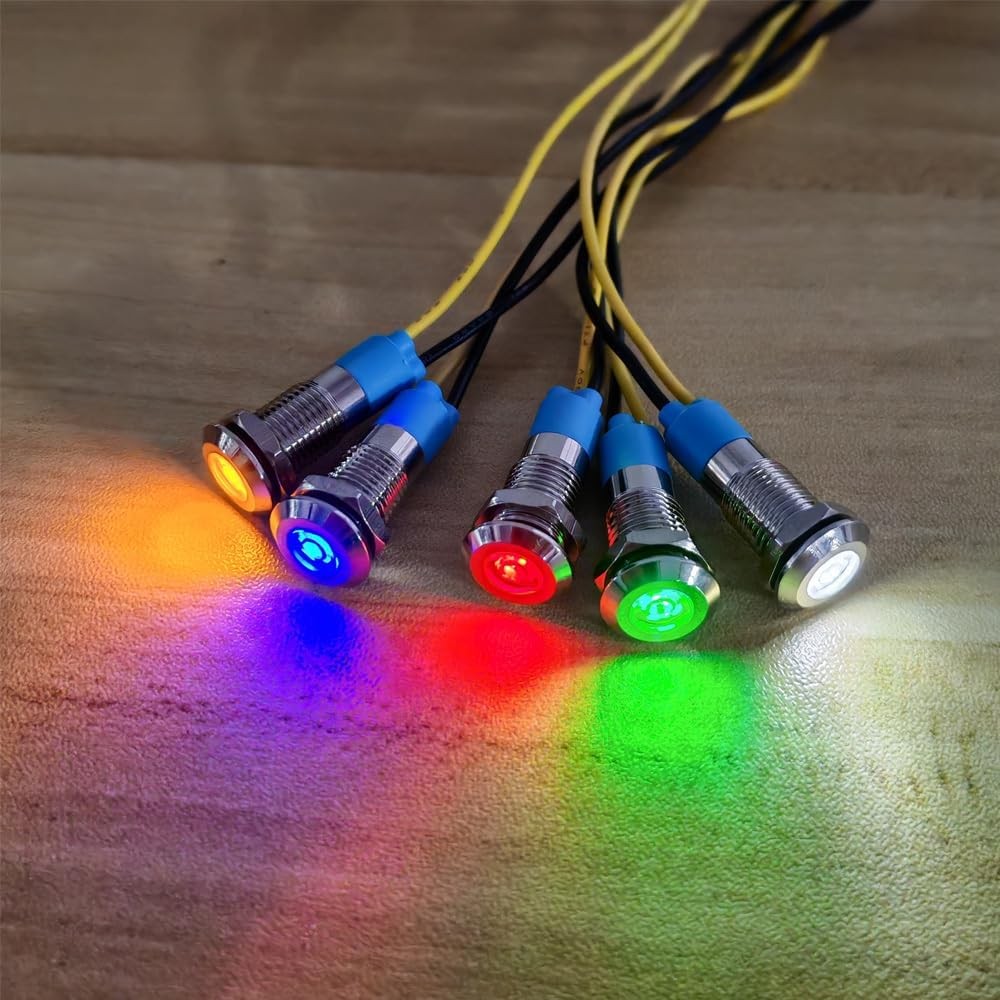5pcs 8mm LED Metal Indicator Light Waterproof Indicator Light Color: Red 110V