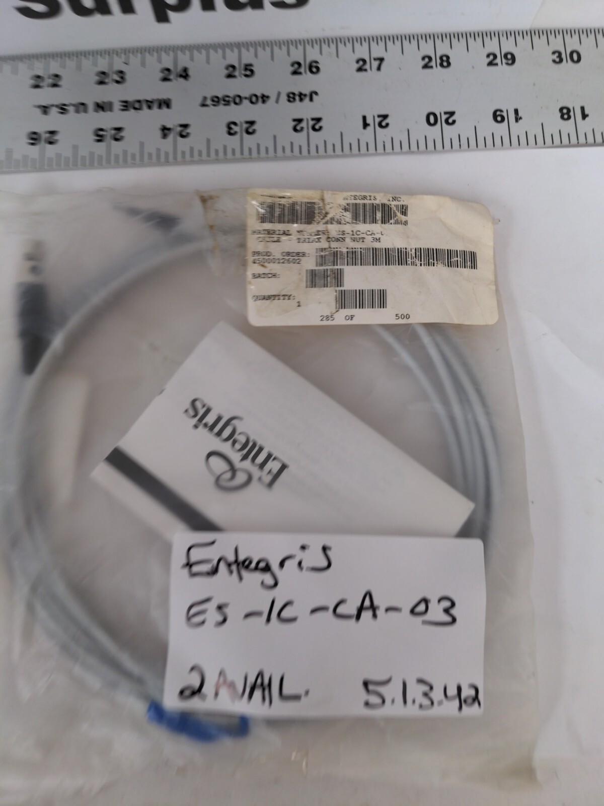 ENTEGRIS ES-1C-CA-03 CABLE TRIAX CONN NUT 3M