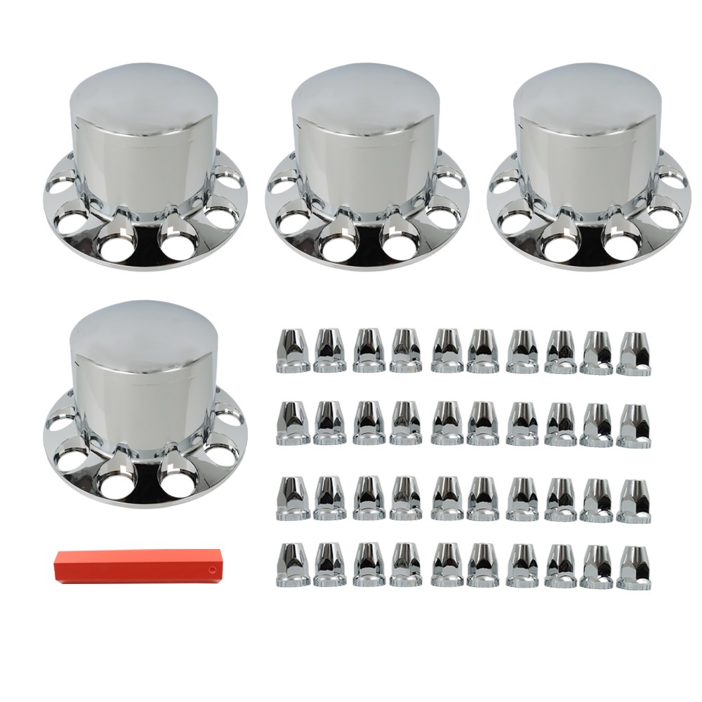 33mm Nut Covers Plastic Chrome Rear Wheel Axle Hub Cover Kit Semi ABS Set of 4
