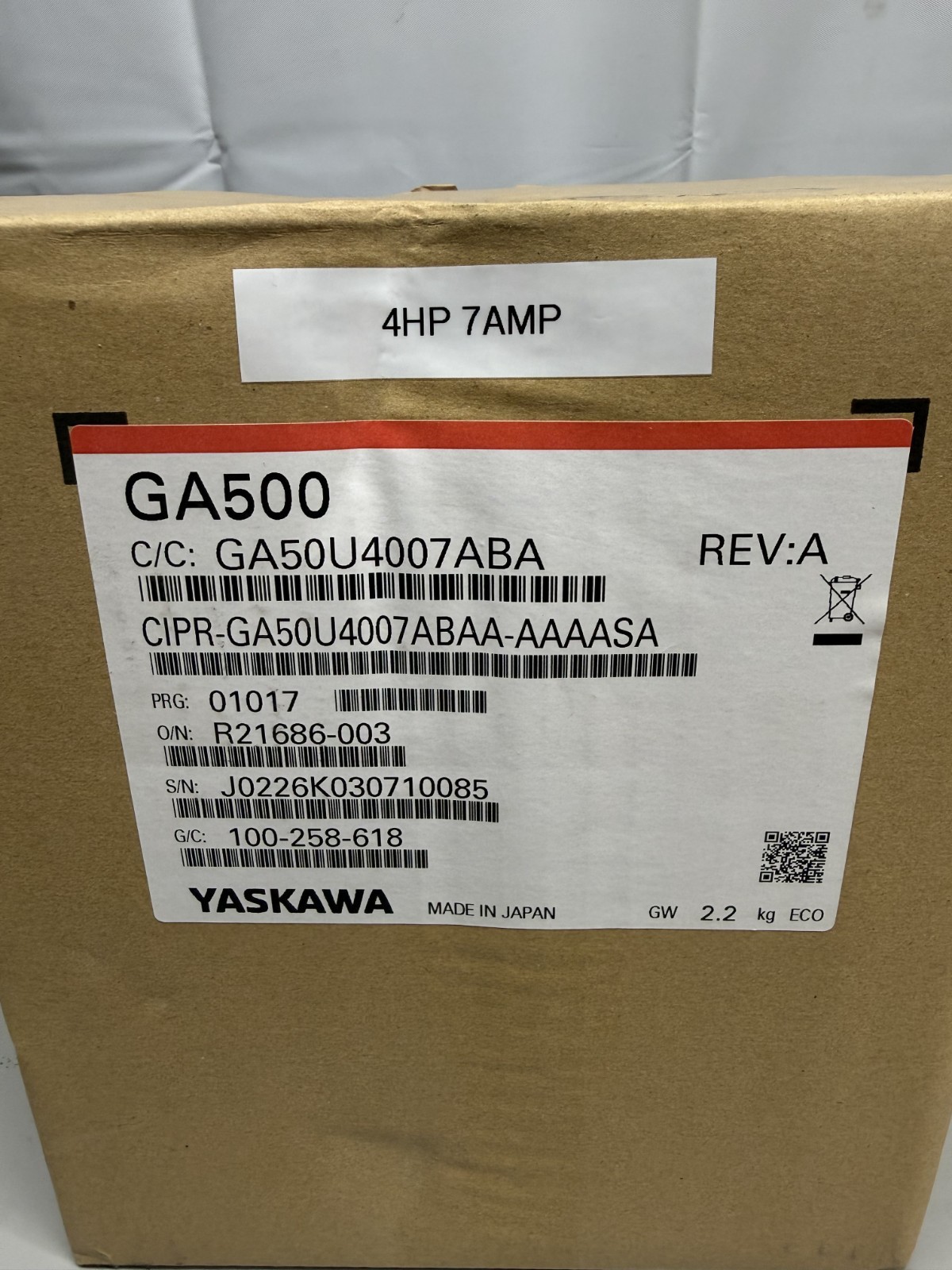 NEW YASKAWA Electric GA50U4007ABA GA500 100-258-618