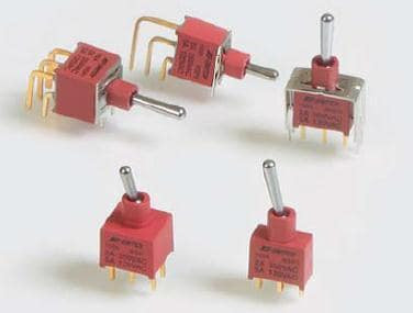 2Pcs 100AWSP1T2B4VS2RE Toggle Switches 0.4VA @ 20V (AC/DC) On-None-On PC Mnt