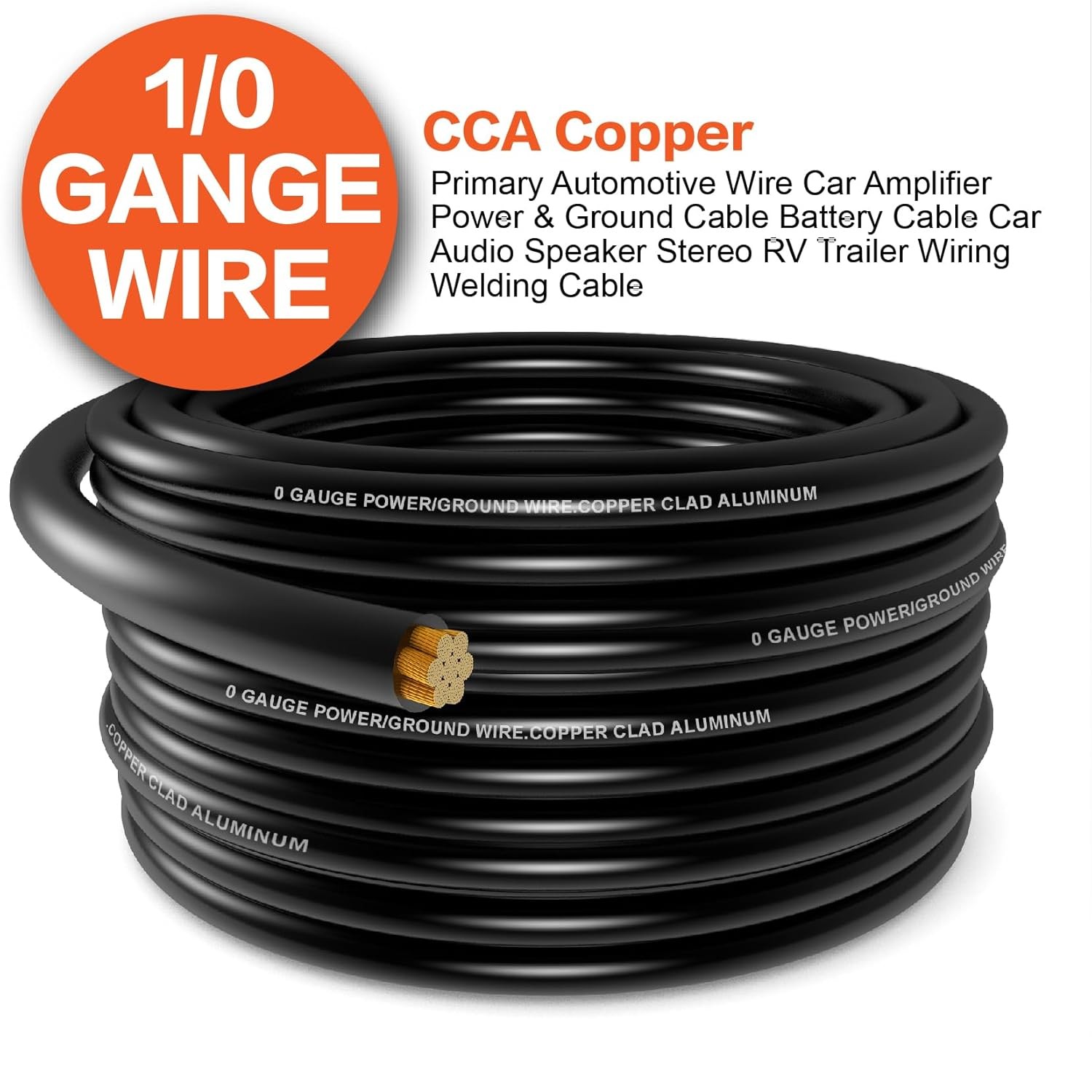 1/0 Gauge Wire 20FT Red/Black CCA Copper Clad Aluminum Battery & Car Audio Cable