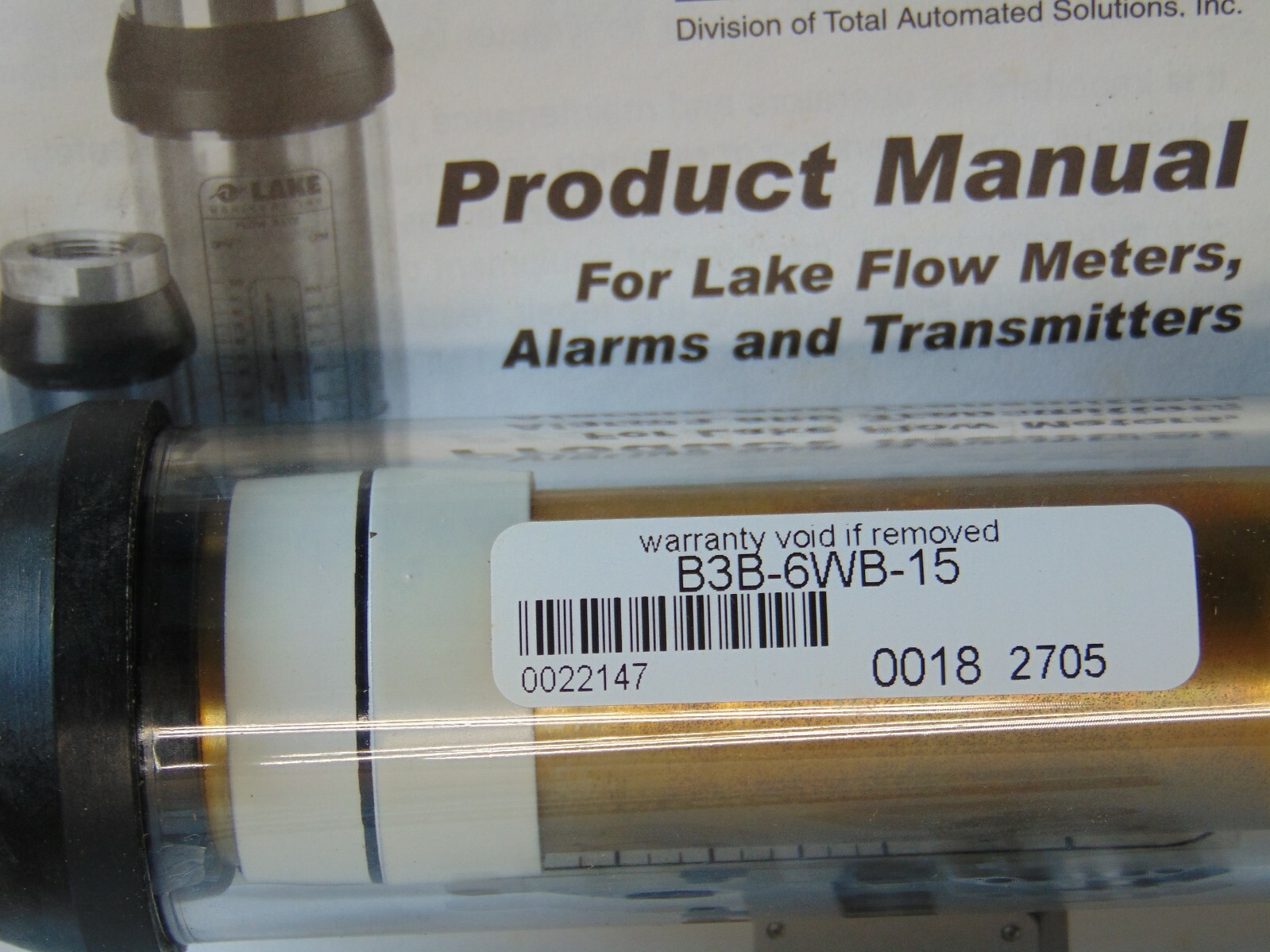 NEW LAKE MONITORS B3B-6WB-15 VARIABLE AREA FLOW METER