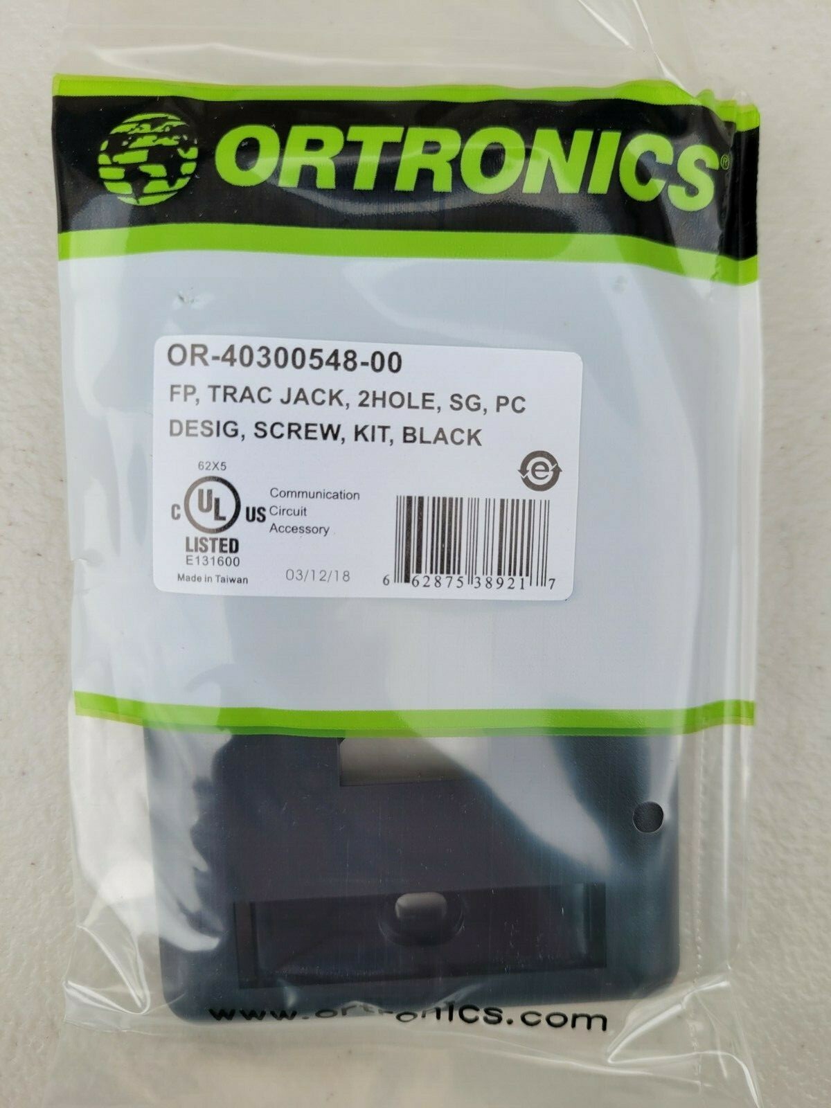 Brand New Box of 20 Ortronics OR-40300548-00 FP, TracJack 2 hole SG PC CVR Black